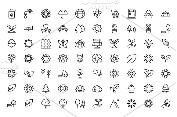 150 Nature Line Icons  in Graphics - product preview 1