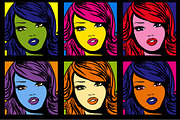 Colorfull Pop Art Woman Pattern.
