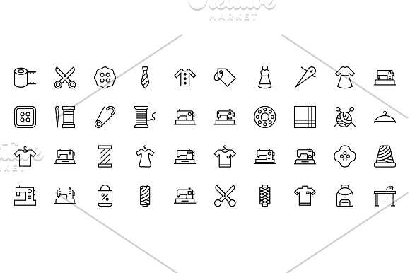 80 Sewing Line Icons  in Graphics - product preview 1