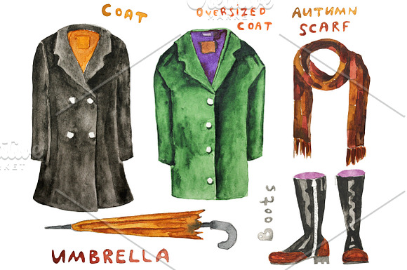 Watercolor wardrobe in Illustrations - product preview 1