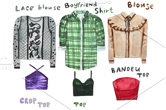 Watercolor wardrobe in Illustrations - product preview 6
