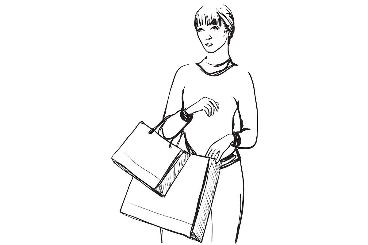 Shopping. Fashion girl in Illustrations - product preview 8