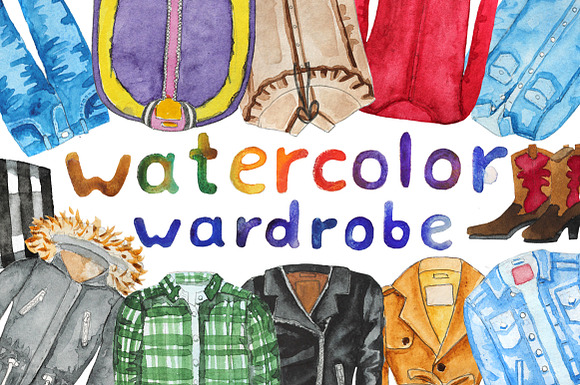 Watercolor wardrobe in Illustrations - product preview 13