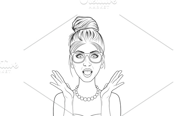 Surprised woman. Vector set. in Illustrations - product preview 4