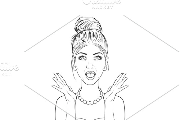 Surprised woman. Vector set. in Illustrations - product preview 5