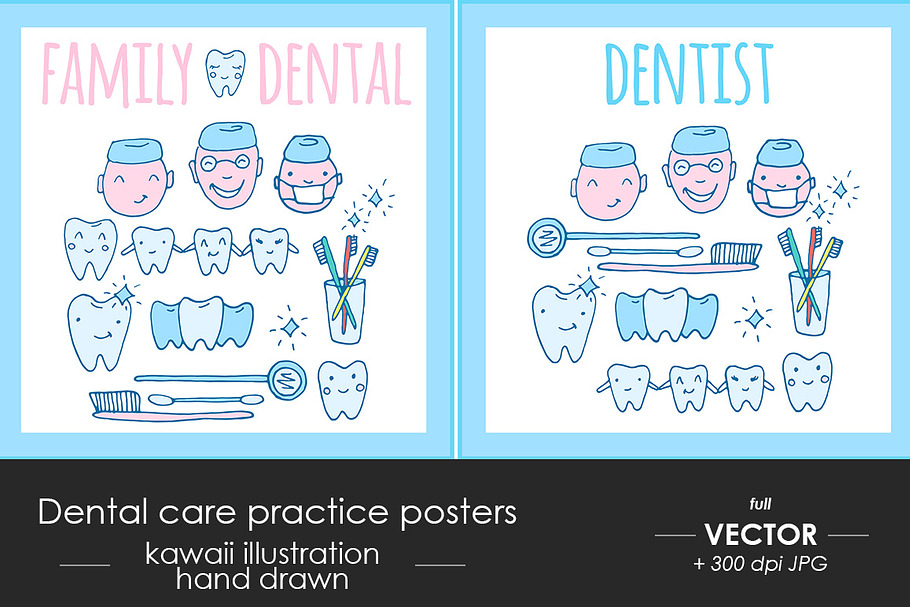 Family dental care practice posters in Illustrations - product preview 8