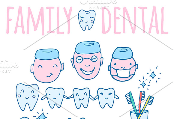 Family dental care practice posters in Illustrations - product preview 3