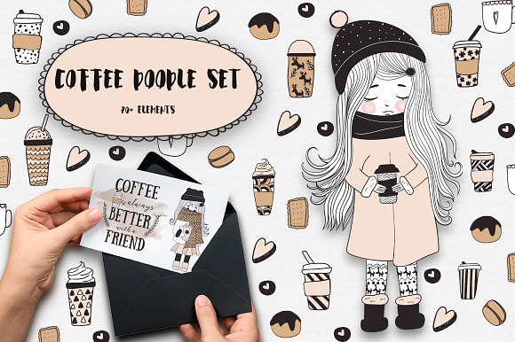 Coffee doodle set in Illustrations - product preview 4