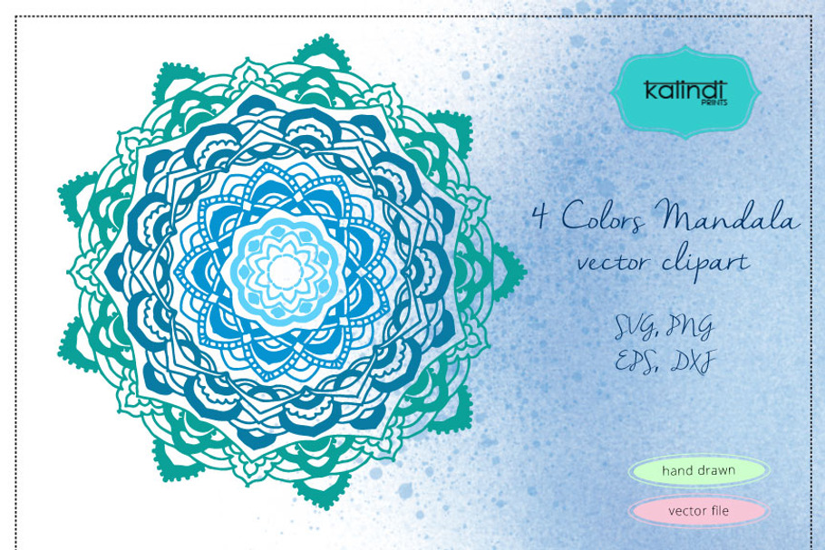 4 Colors Mandala vector file in Illustrations - product preview 8