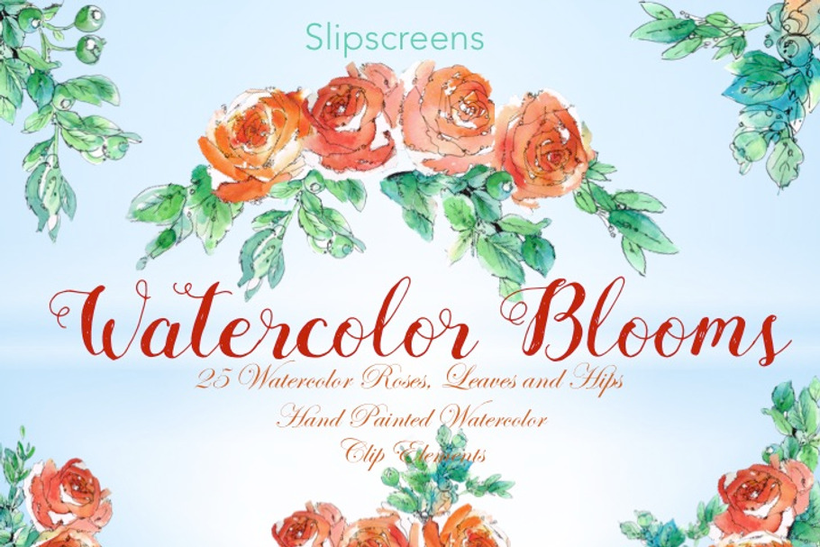 Watercolor Blooms Design Elements in Illustrations - product preview 8