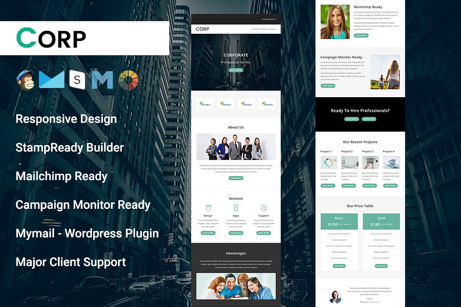 Corp- Responsive Email Template in Mailchimp Templates - product preview 8