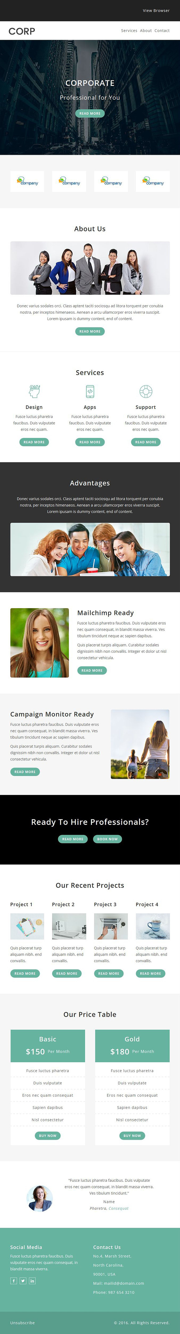 Corp- Responsive Email Template in Mailchimp Templates - product preview 1