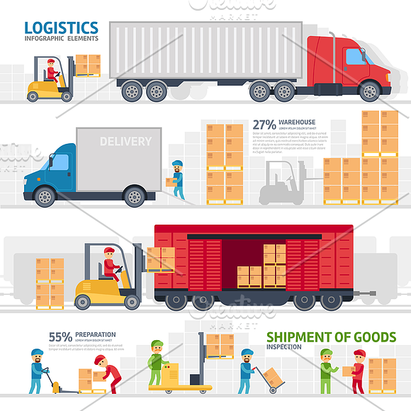 Delivery & logistics infographic  in Illustrations - product preview 3