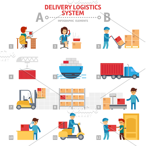 Delivery & logistics infographic  in Illustrations - product preview 4