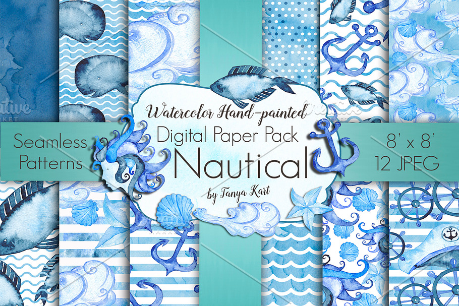 Nautical Digital Paper Pack in Patterns - product preview 8