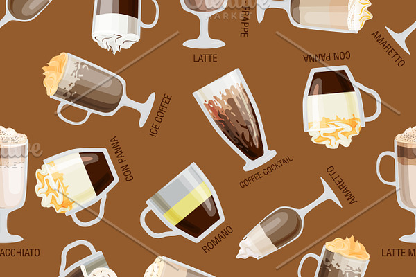 Seamless coffee pattern vector