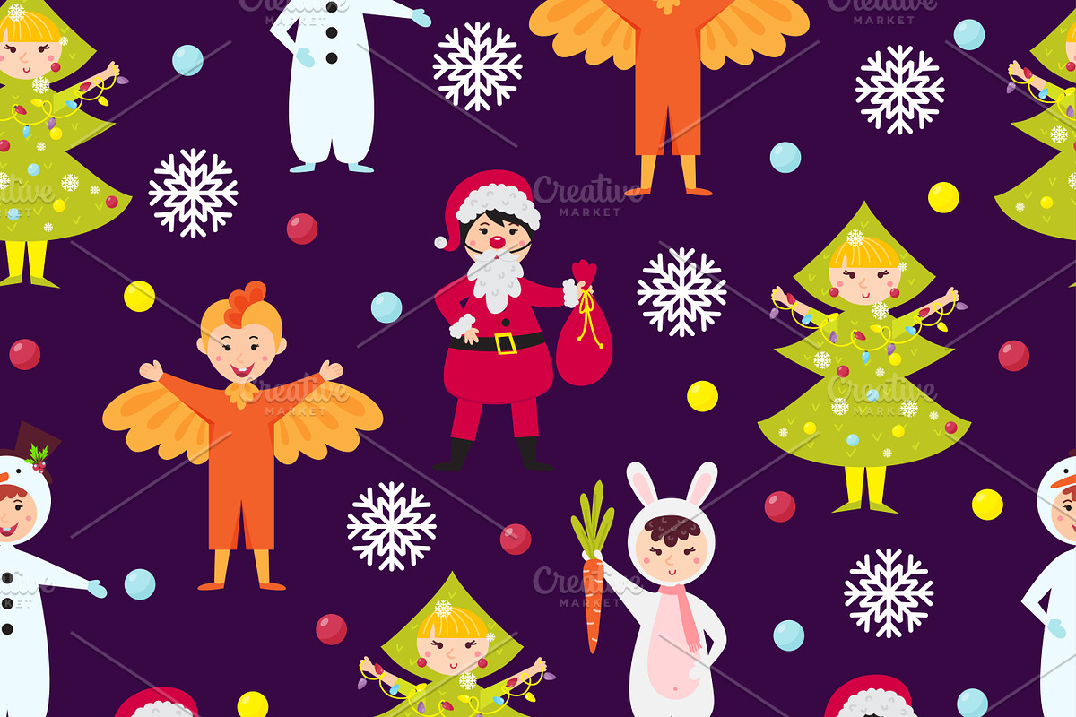 Christmas kids seamless pattern in Illustrations - product preview 8