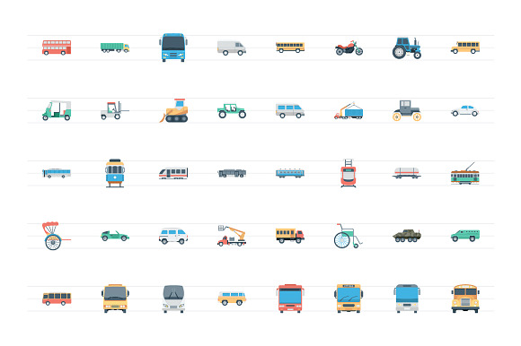 112 Flat Transports Icons  in Graphics - product preview 1