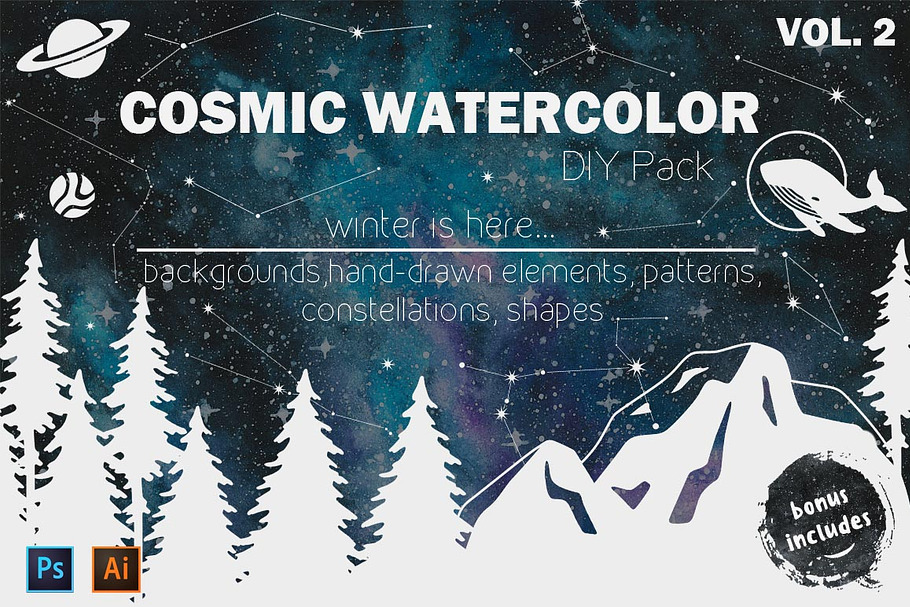 Cosmic watercolor DIY Pack vol.2