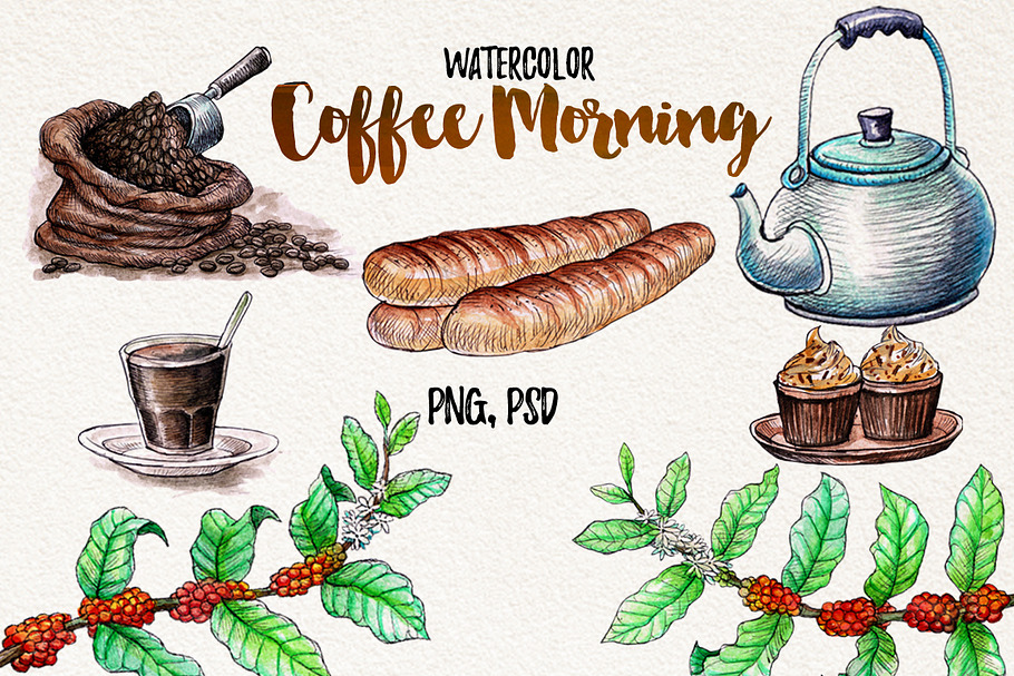 Watercolor Coffee Element