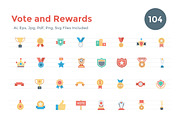 104 Flat Vote and Rewards Icons 