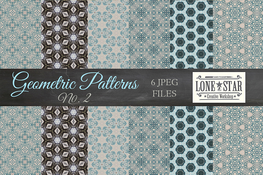Blue Stars Geometric Pattern Set  in Patterns - product preview 8