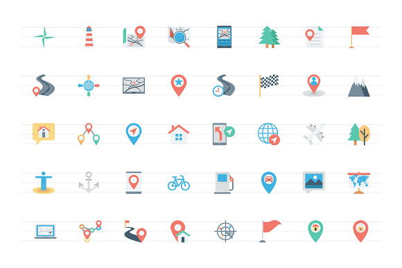 112 Flat Map and Navigation Icons  in Graphics - product preview 1