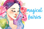 Watercolor posters with fairies.