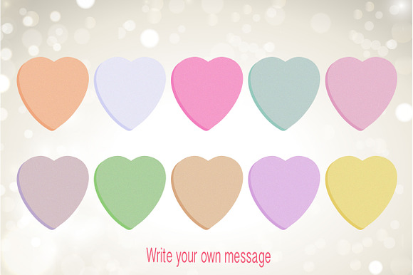 Valentine Clipart - Candy Hearts in Illustrations - product preview 2