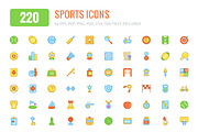 200+ Sports Colored and Line Icons 