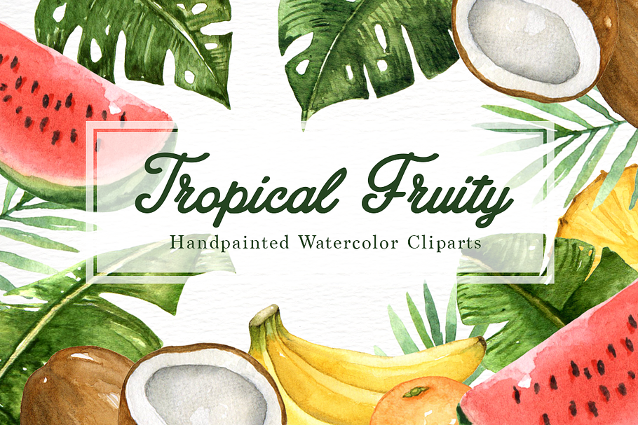 Tropical Fruity Watercolor Clipart in Illustrations - product preview 8