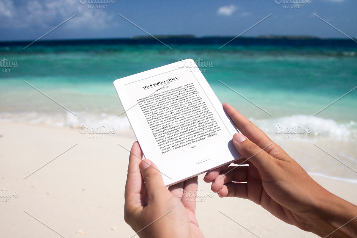 E-book Reader, MockUp, Beach in Mobile & Web Mockups - product preview 8