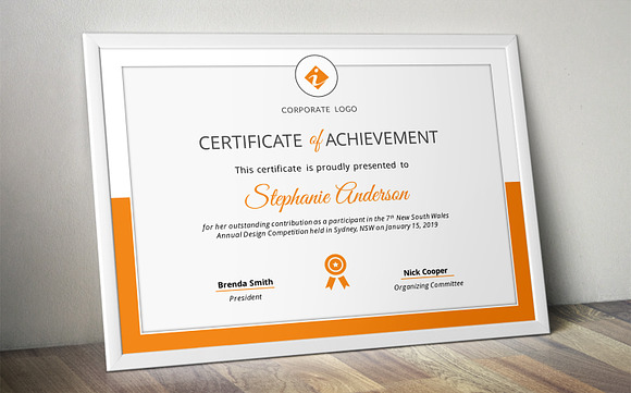 Corporate powerpoint certificate in Stationery Templates - product preview 1