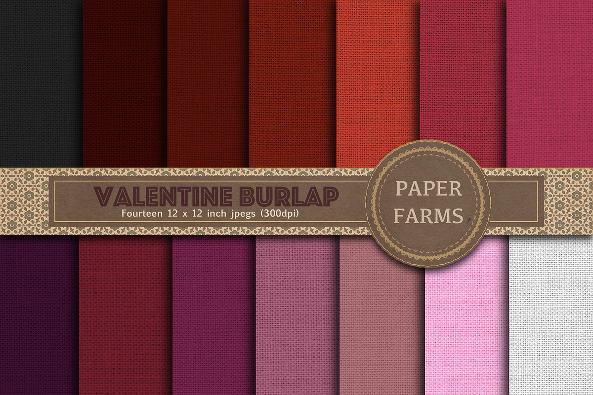 Valentine burlap digital paper  in Patterns - product preview 8
