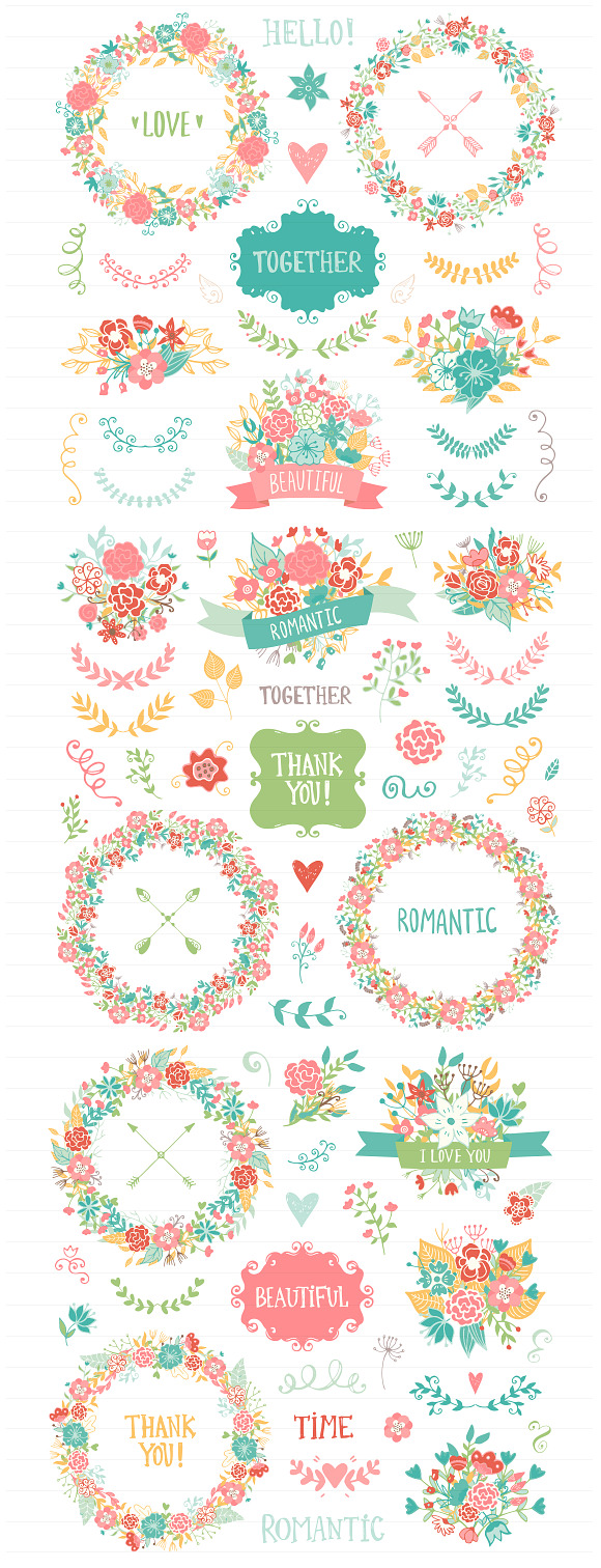200 Wedding Floral Romantic Bundle in Objects - product preview 4