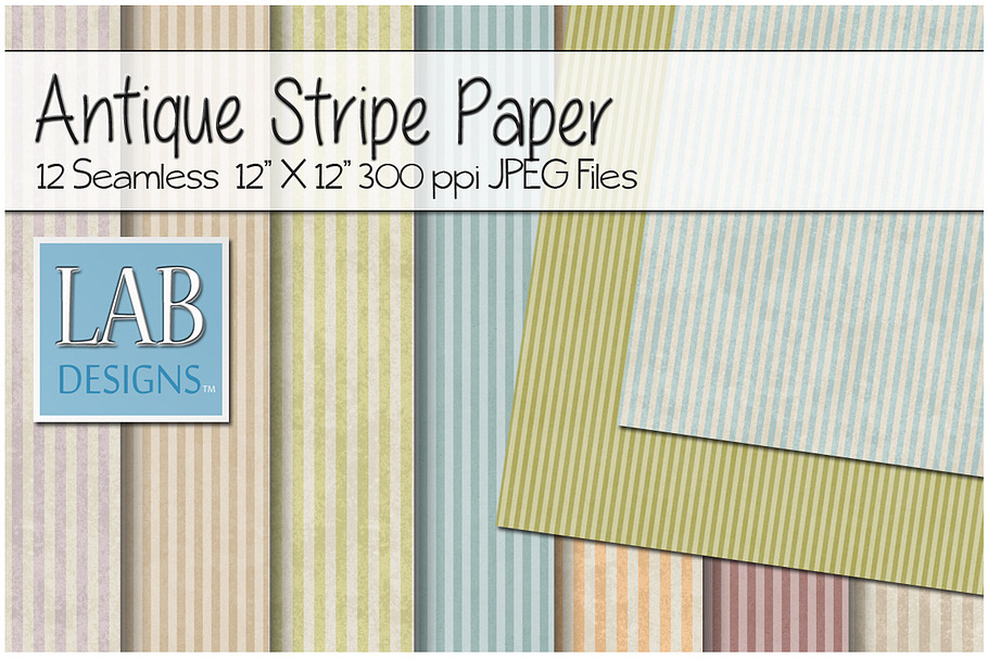 12 Antique Striped Papers