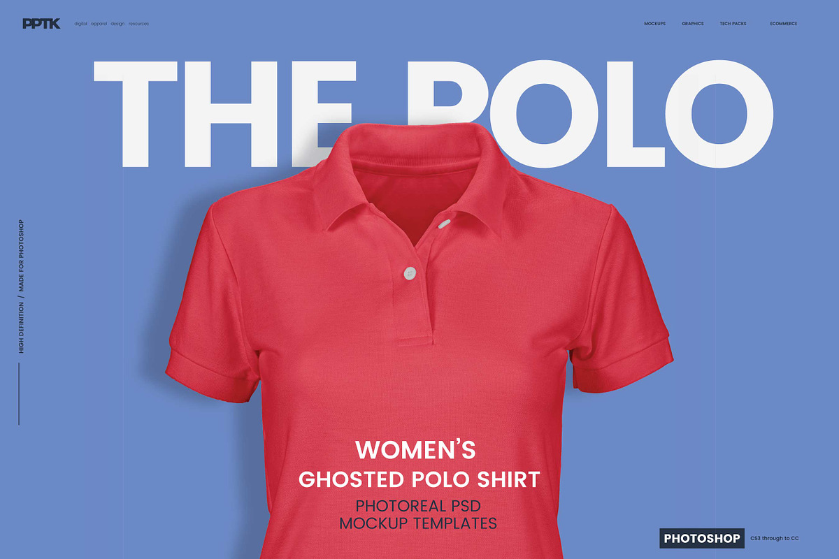 Womens Ghosted Polo Shirt Templates in Product Mockups - product preview 8