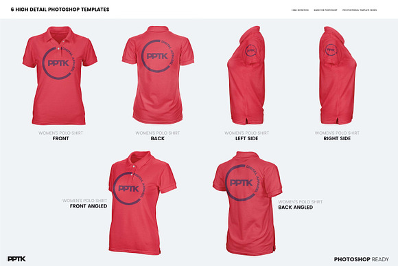 Womens Ghosted Polo Shirt Templates in Product Mockups - product preview 1