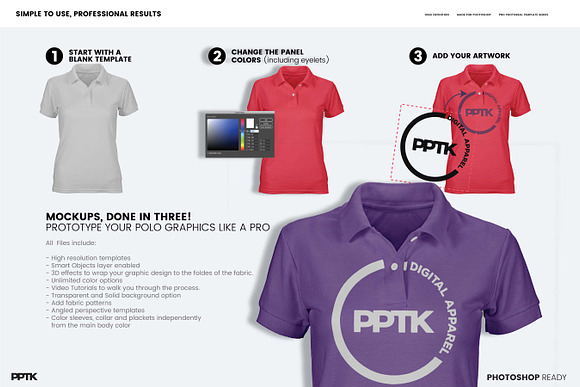 Womens Ghosted Polo Shirt Templates in Product Mockups - product preview 2