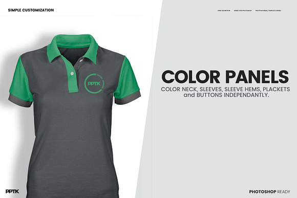 Womens Ghosted Polo Shirt Templates in Product Mockups - product preview 4