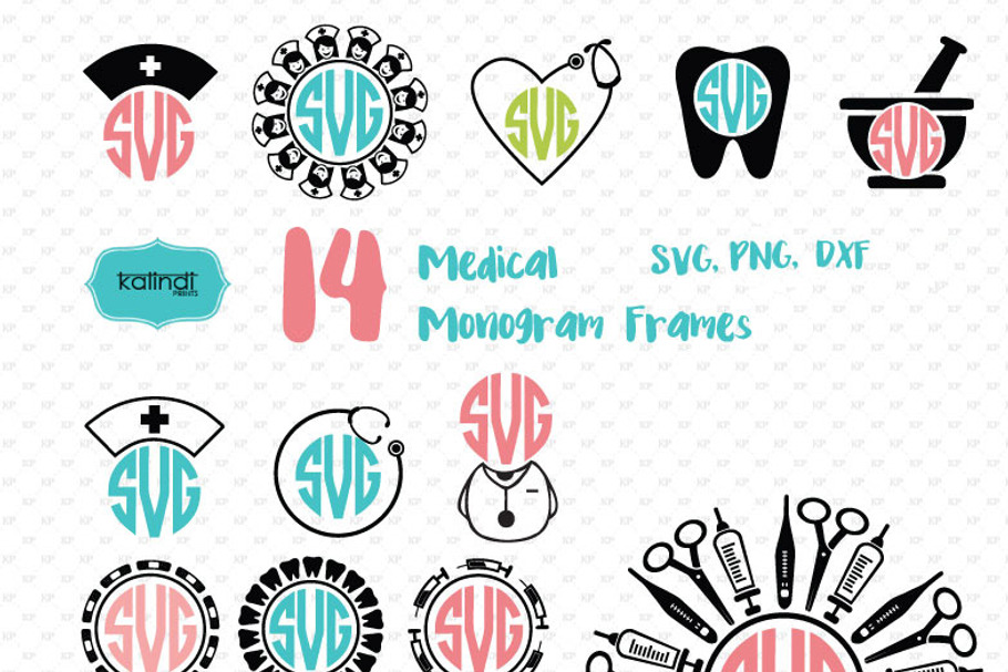 Nurse, medical monogram frames svg