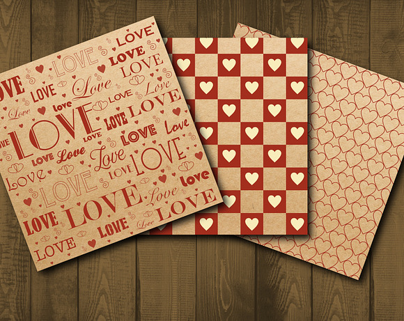 Valentine's kraft digital paper  in Patterns - product preview 1