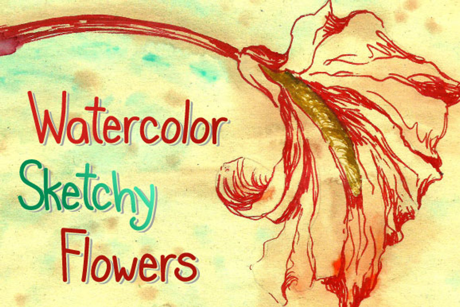 Watercolor Sketchy Flowers II