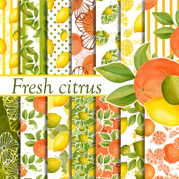Citrus clipart and papers in Illustrations - product preview 2
