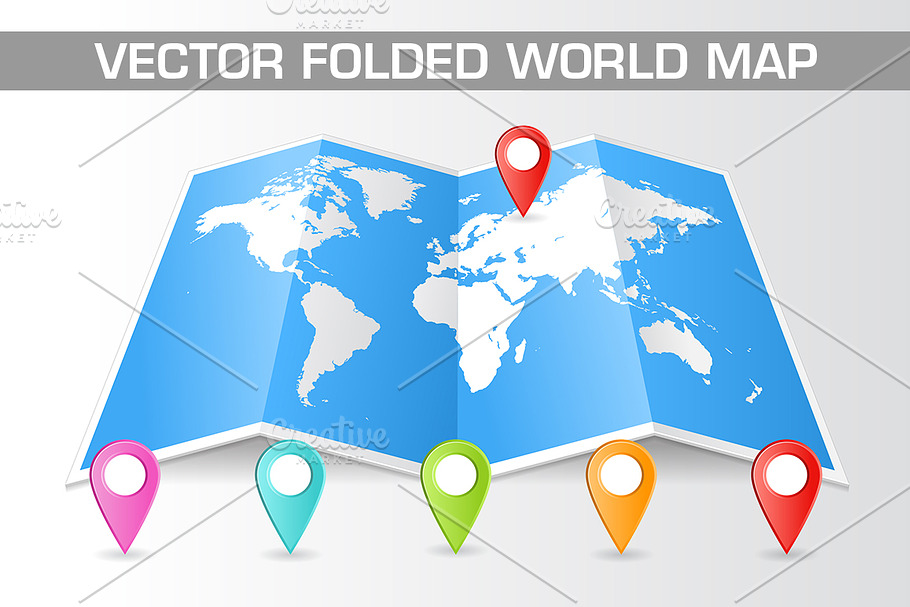 Vector Folded World Map