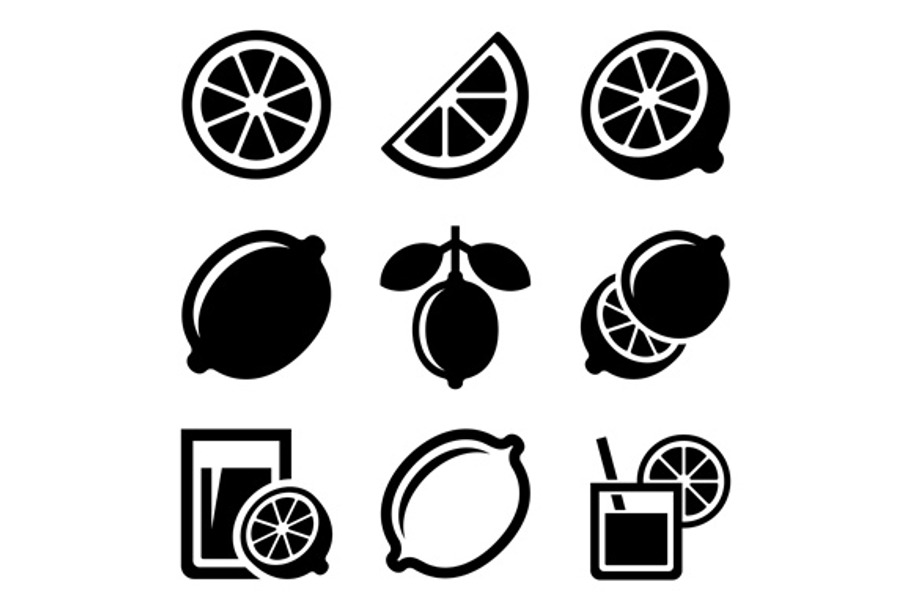 Lemon and Lime Icons Set in Graphics - product preview 8