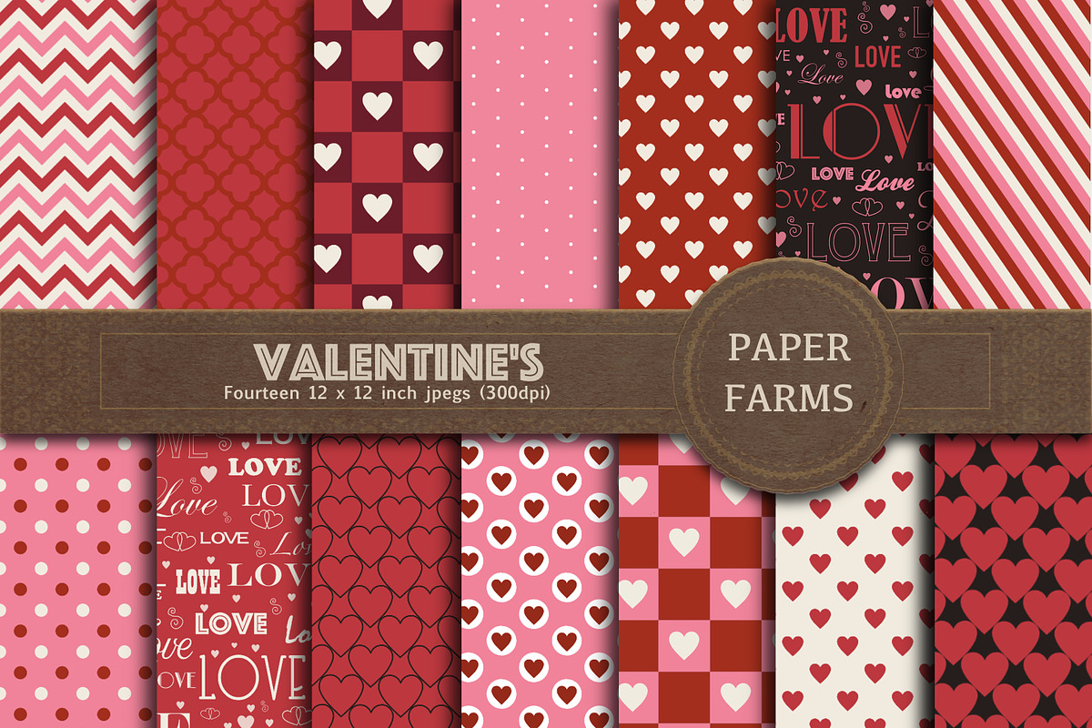 Valentine's digital paper  in Patterns - product preview 8