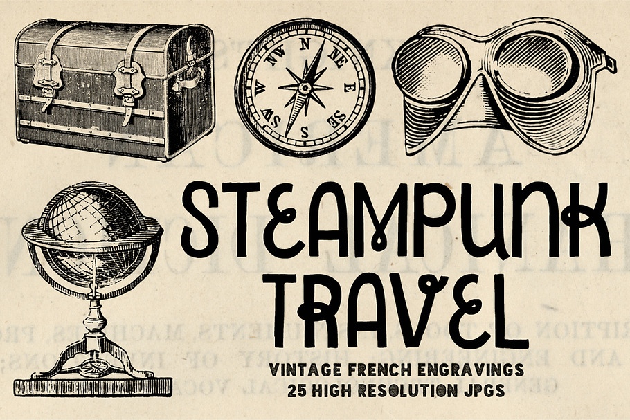 25 Steampunk Travel Engravings