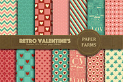 Retro Valentine digital paper 