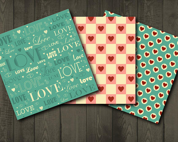 Retro Valentine digital paper  in Patterns - product preview 1